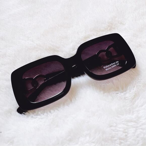 Camille Black Oversized Square Sunglasses - Picture 5 of 11